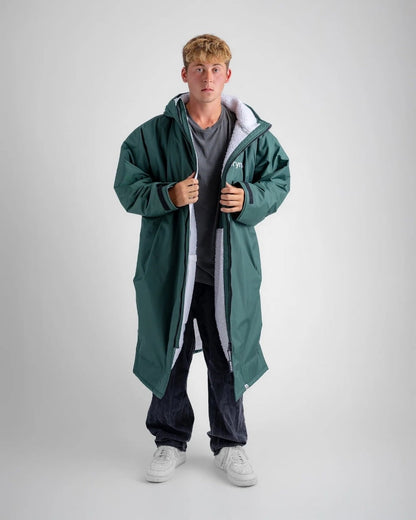 Dryrobe Advance Long Sleeve Changing Robe - Dark Green / Nimbus Cloud