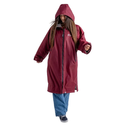 Dryrobe Advance Long Sleeve Changing Robe - Burgundy / Silver Grey