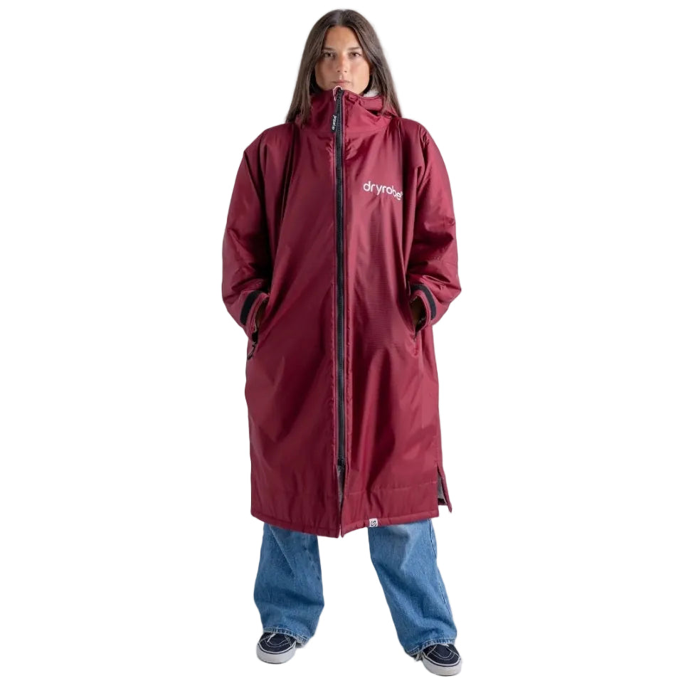 Dryrobe Advance Long Sleeve Changing Robe in Burgundy / Silver Grey