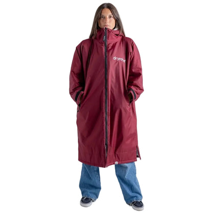 Dryrobe Advance Long Sleeve Changing Robe in Burgundy / Silver Grey