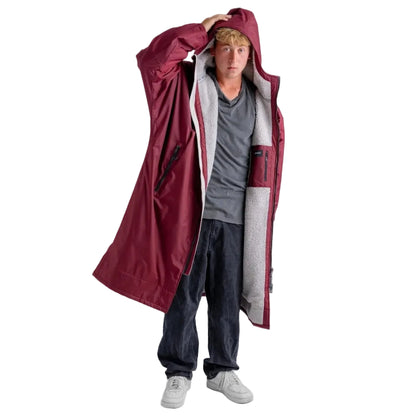 Dryrobe Advance Long Sleeve Changing Robe - Burgundy / Silver Grey