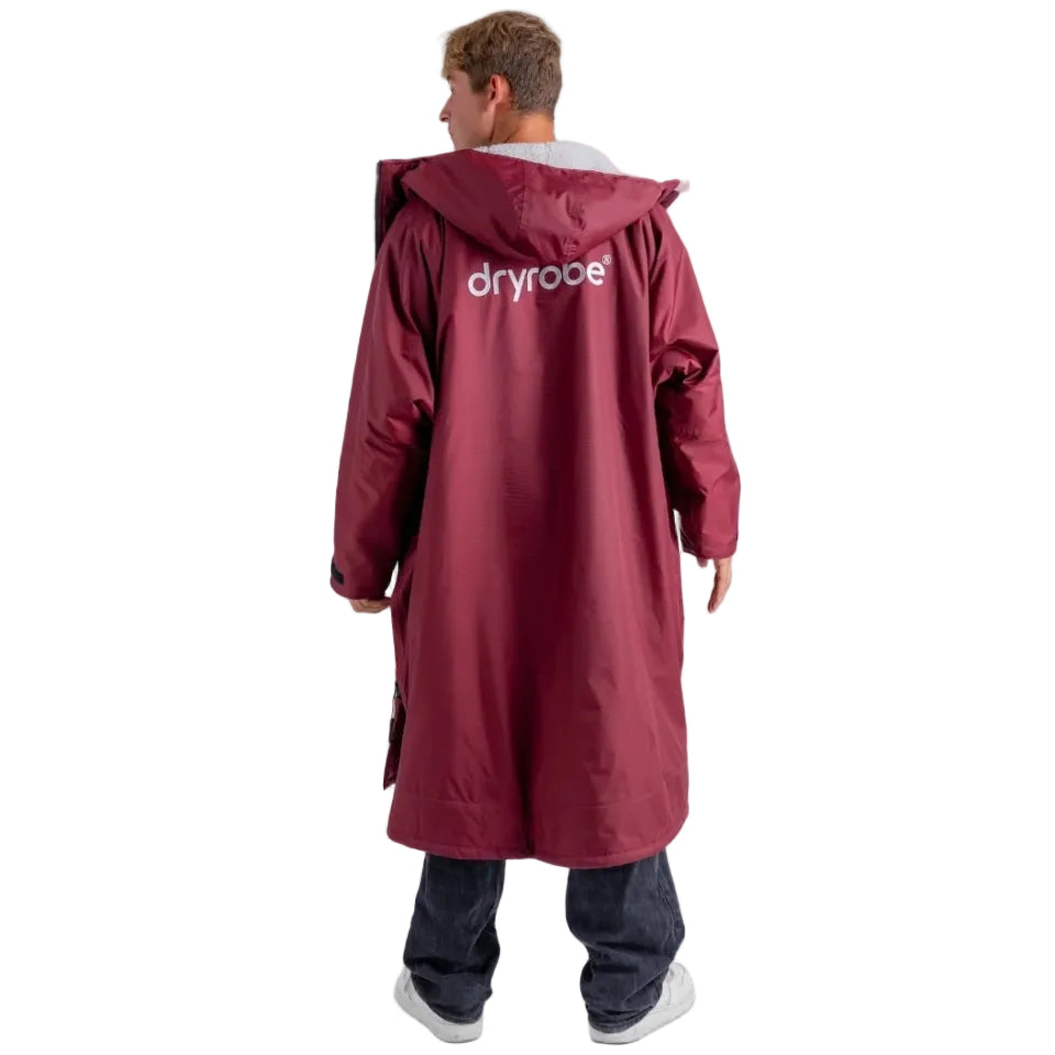 Dryrobe Advance Long Sleeve Changing Robe - Burgundy / Silver Grey