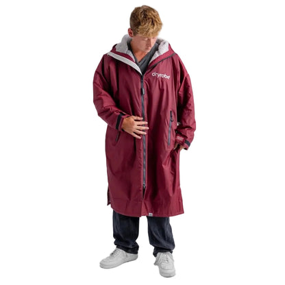 Dryrobe Advance Long Sleeve Changing Robe - Burgundy / Silver Grey