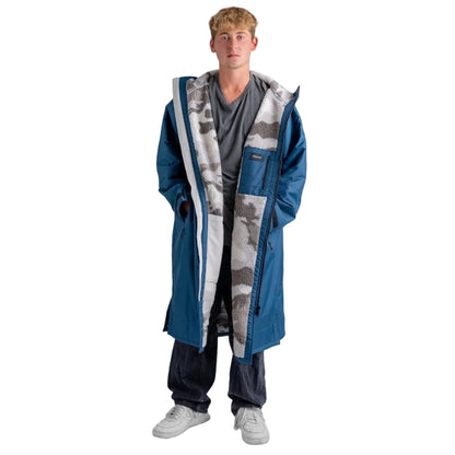 Dryrobe Advance Long Sleeve Changing Robe - Deep Sea Blue / Sand Camo