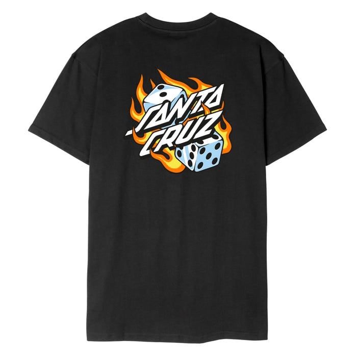Santa Cruz Youth Flaming Dice Dot T-Shirt - Black