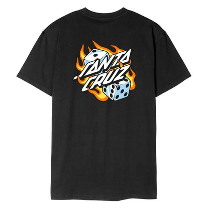 Santa Cruz Youth Flaming Dice Dot T-Shirt - Black
