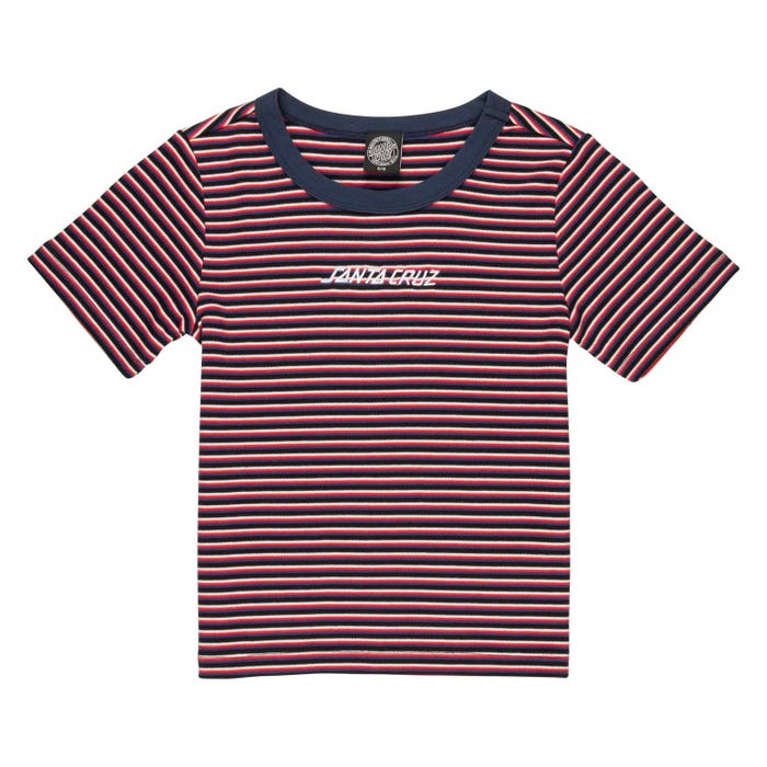 Santa Cruz Strip Logo Womens Emb T-Shirt - Black Stripe