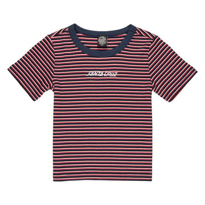 Santa Cruz Strip Logo Womens Emb T-Shirt - Black Stripe
