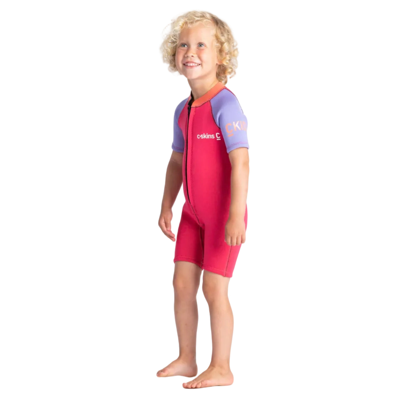 C-Skins C-KID Girls Baby Shortie Wetsuit 2025 - Coral/Lilac