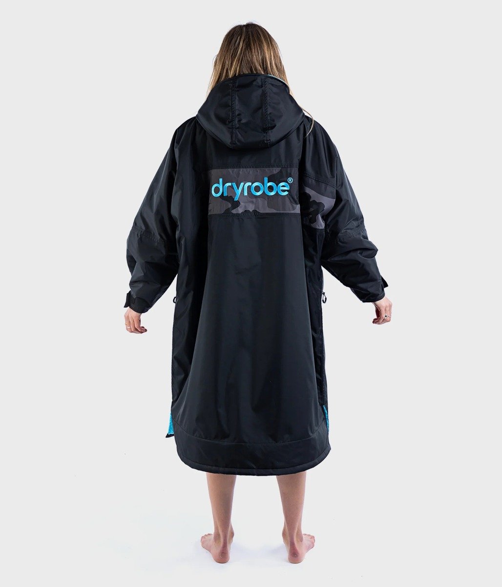 Dryrobe Advance Long Sleeve Remix Adult Changing Robe - Black/Blue/Camo