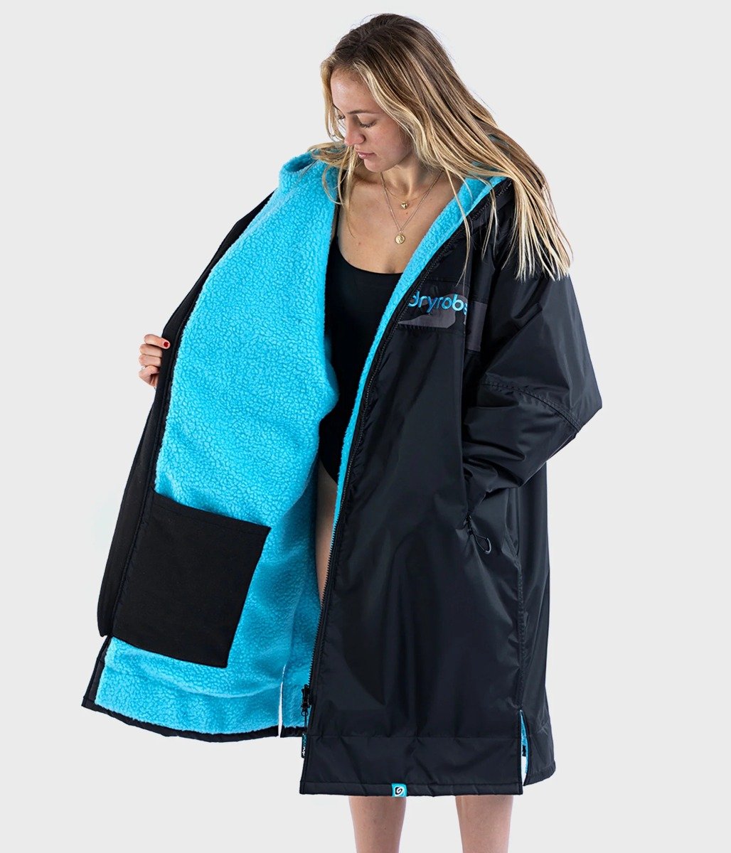 Dryrobe Advance Long Sleeve Remix Adult Changing Robe - Black/Blue/Camo