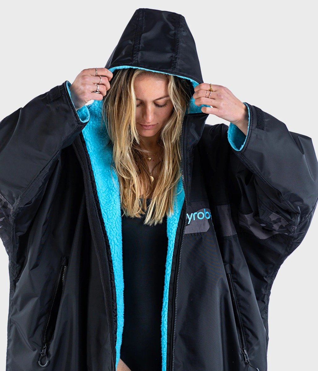 Dryrobe Advance Long Sleeve Remix Adult Changing Robe - Black/Blue/Camo