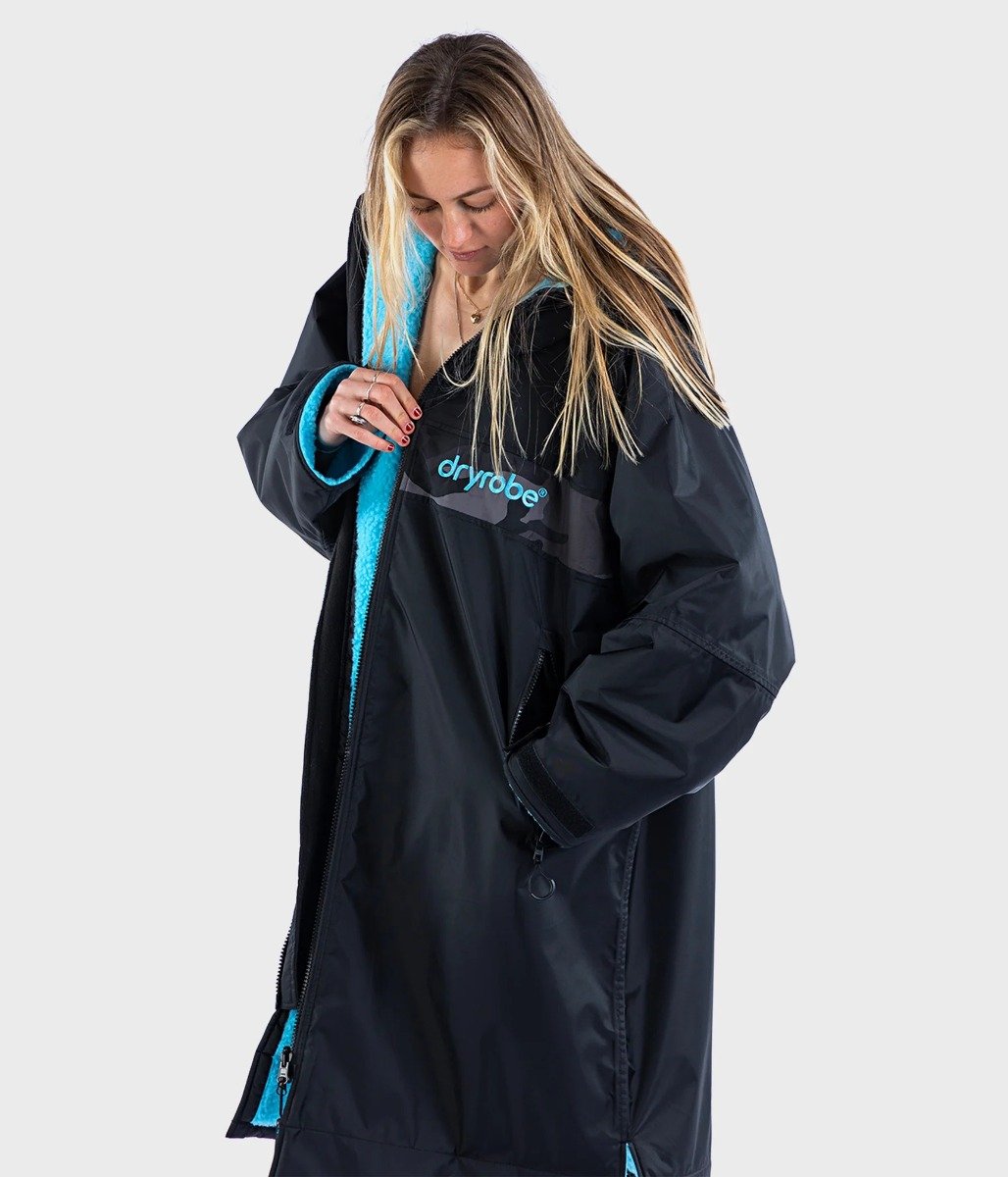 Dryrobe Advance Long Sleeve Remix Adult Changing Robe - Black/Blue/Camo