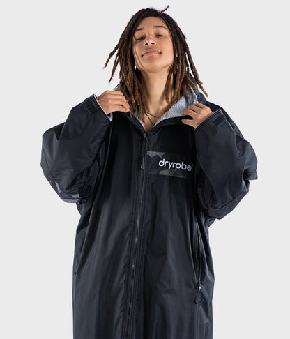 Dryrobe Advance Long Sleeve Remix Adult Changing Robe - Black/Grey/Camo