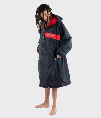 Dryrobe Advance Long Sleeve Remix Adult Changing Robe - Black/Red
