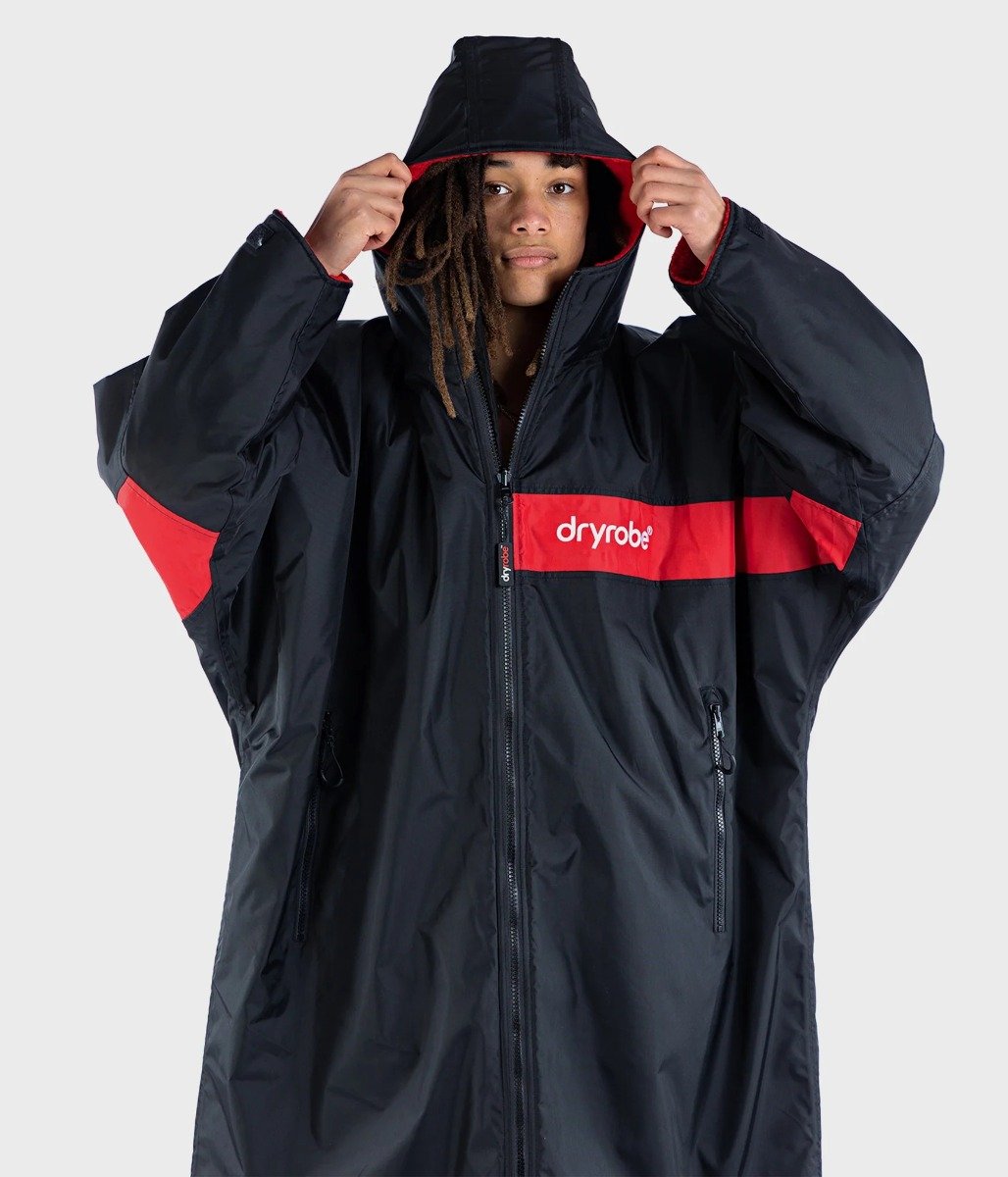 Dryrobe Advance Long Sleeve Remix Adult Changing Robe - Black/Red