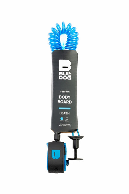 Bulldog Bodyboard Wrist Coil Leash - Black/Cyan