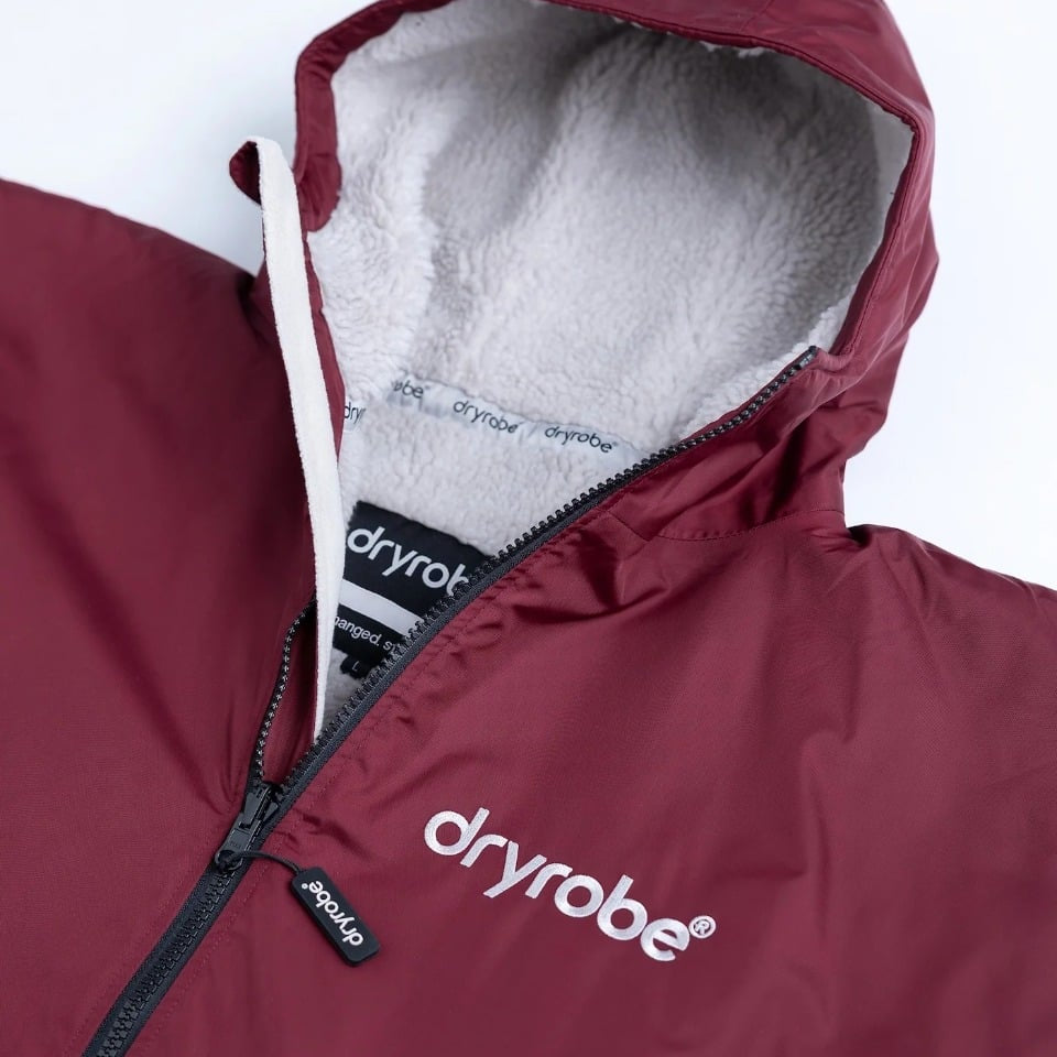 Dryrobe Advance Long Sleeve Changing Robe - Burgundy / Silver Grey