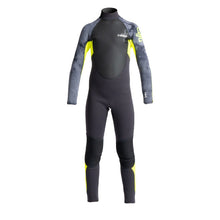C Skins Elements 3/2mm Junior Back Zip Wetsuit - Anthracite/ Yellow / Black Tyedye - Full View