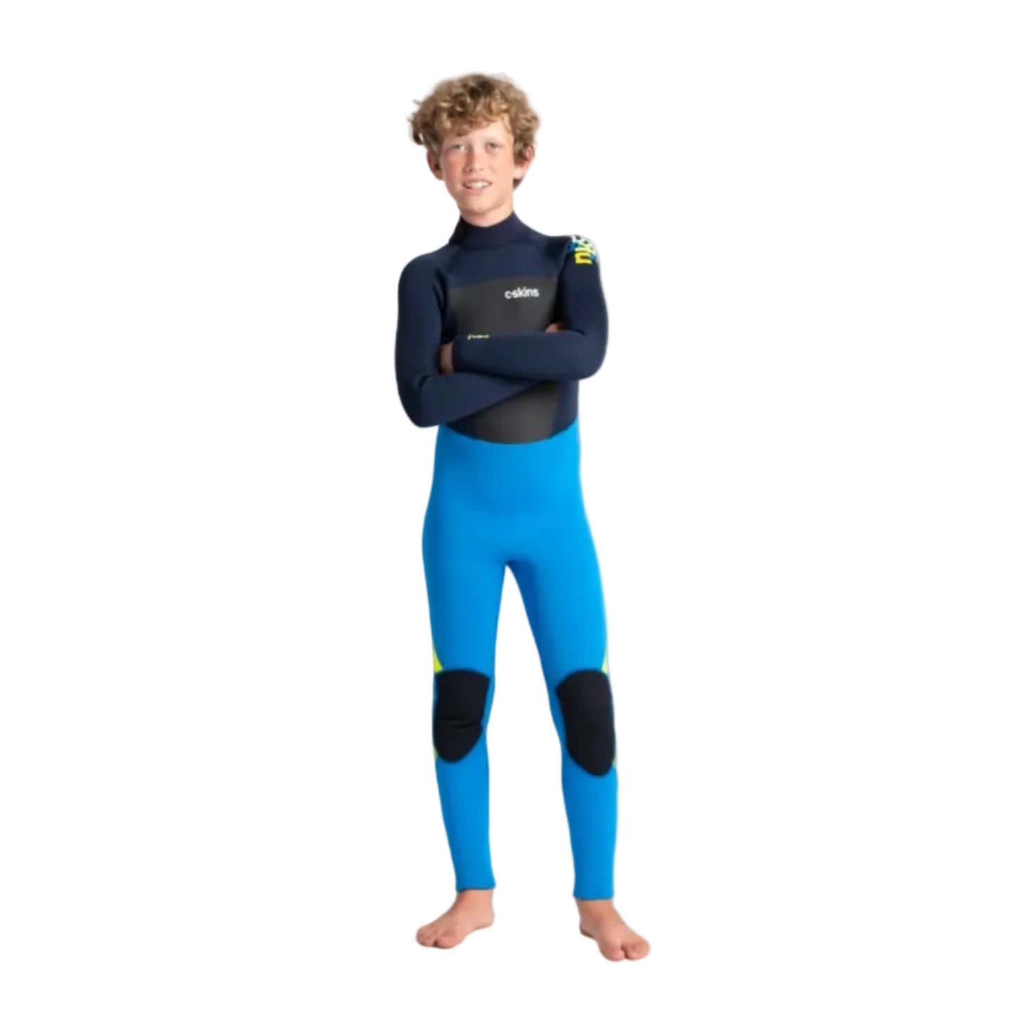 C-Skins Legend 4/3mm Youth Back Zip Wetsuit - Cyan/Slate - Front