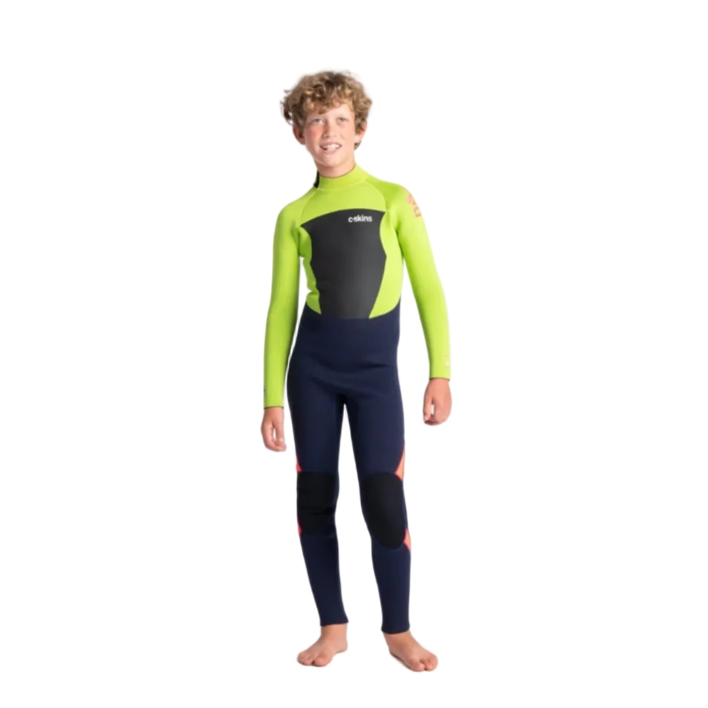 C Skins Legend 4/3mm GBS Kids Wetsuit - Slate Navy / Lime