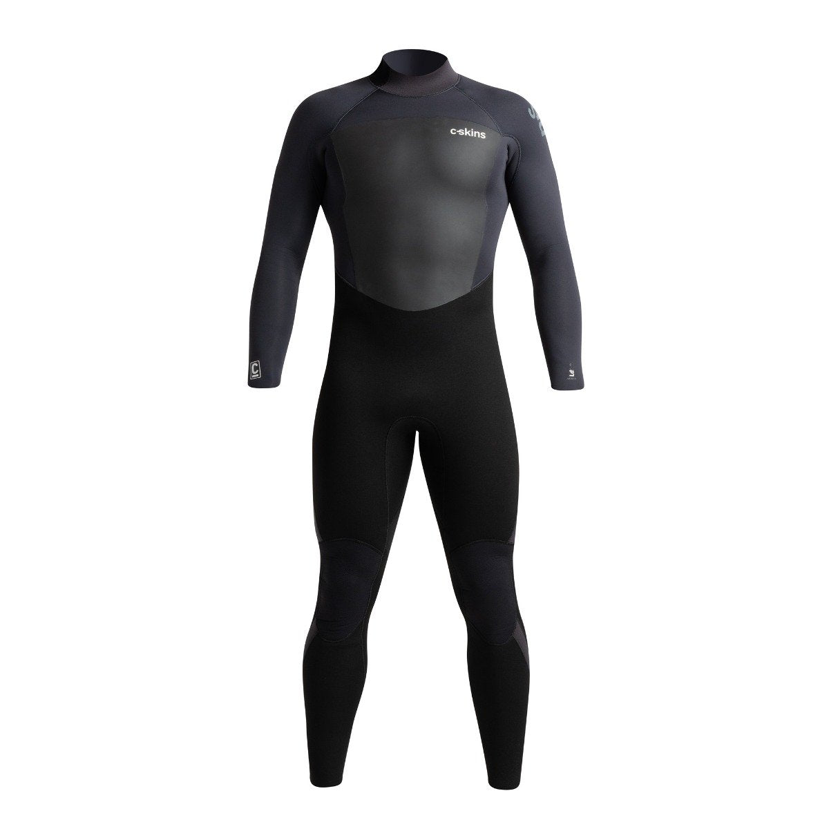C Skins Legend 4/3mm Mens Back Zip Wetsuit - Anthracite/Black/Ultra Cyan - Front