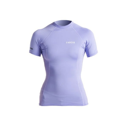 C-Skins NuWave UV Skins Basics Womens Short Sleeve Rash Vest in Lilac/White