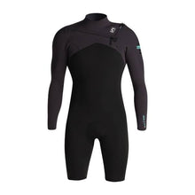 C-Skins NuWave Session 3/2mm Mens GBS Chest Zip Long Arm Shorty in Black/Meteor X/Petrol