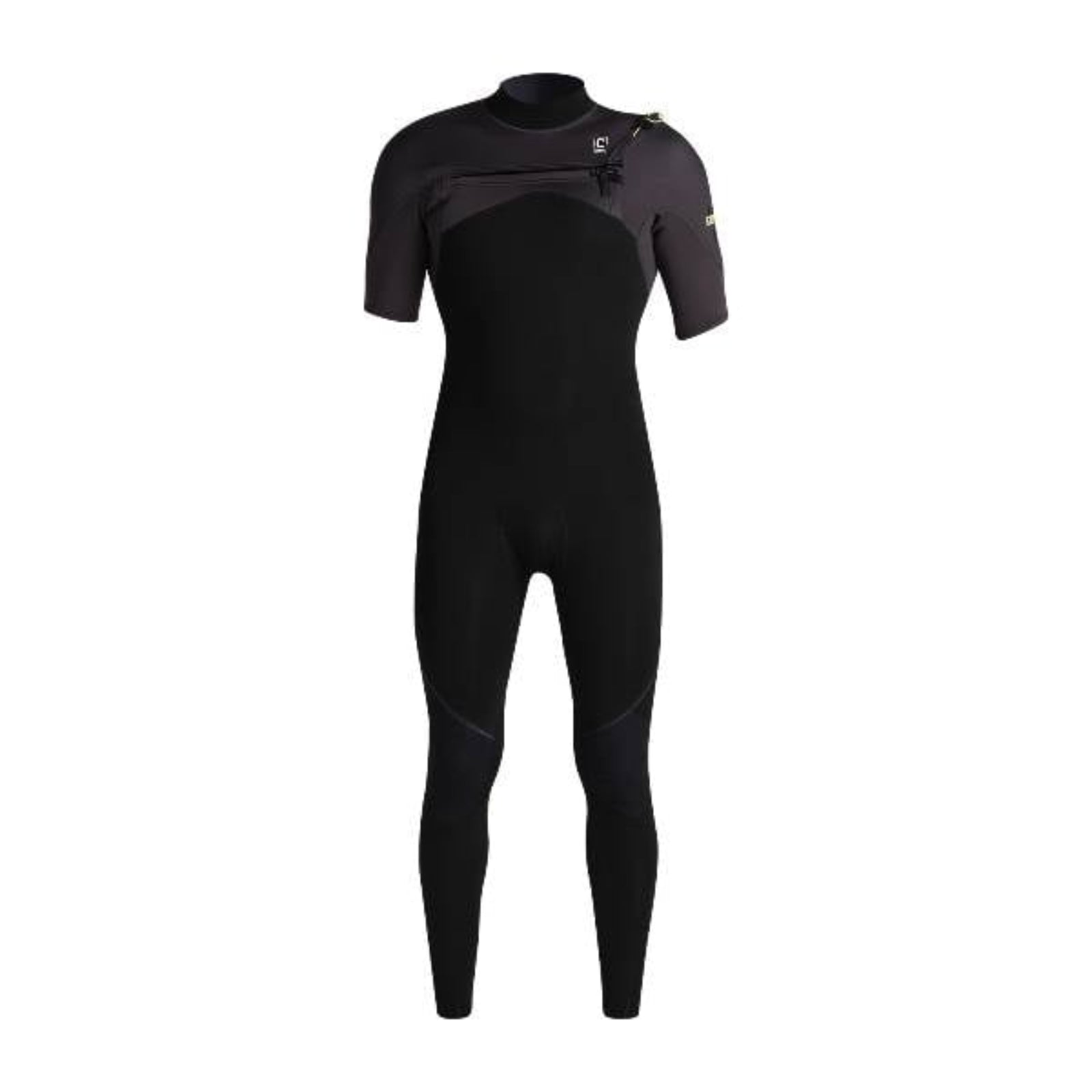 C-Skins NuWave Session Lite 2mm Mens Flatlock Chest Zip Short Arm Wetsuit in Black / Meteor