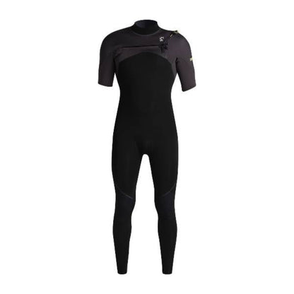 C-Skins NuWave Session Lite 2mm Mens Flatlock Chest Zip Short Arm Wetsuit in Black / Meteor