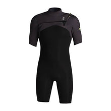C-Skins NuWave Session Lite 2mm Mens Flatlock Chest Zip Shorty in Black / Meteor