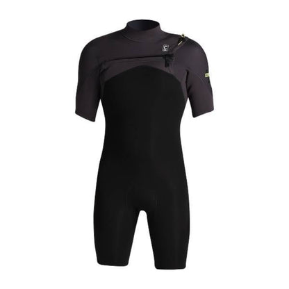 C-Skins NuWave Session Lite 2mm Mens Flatlock Chest Zip Shorty in Black / Meteor