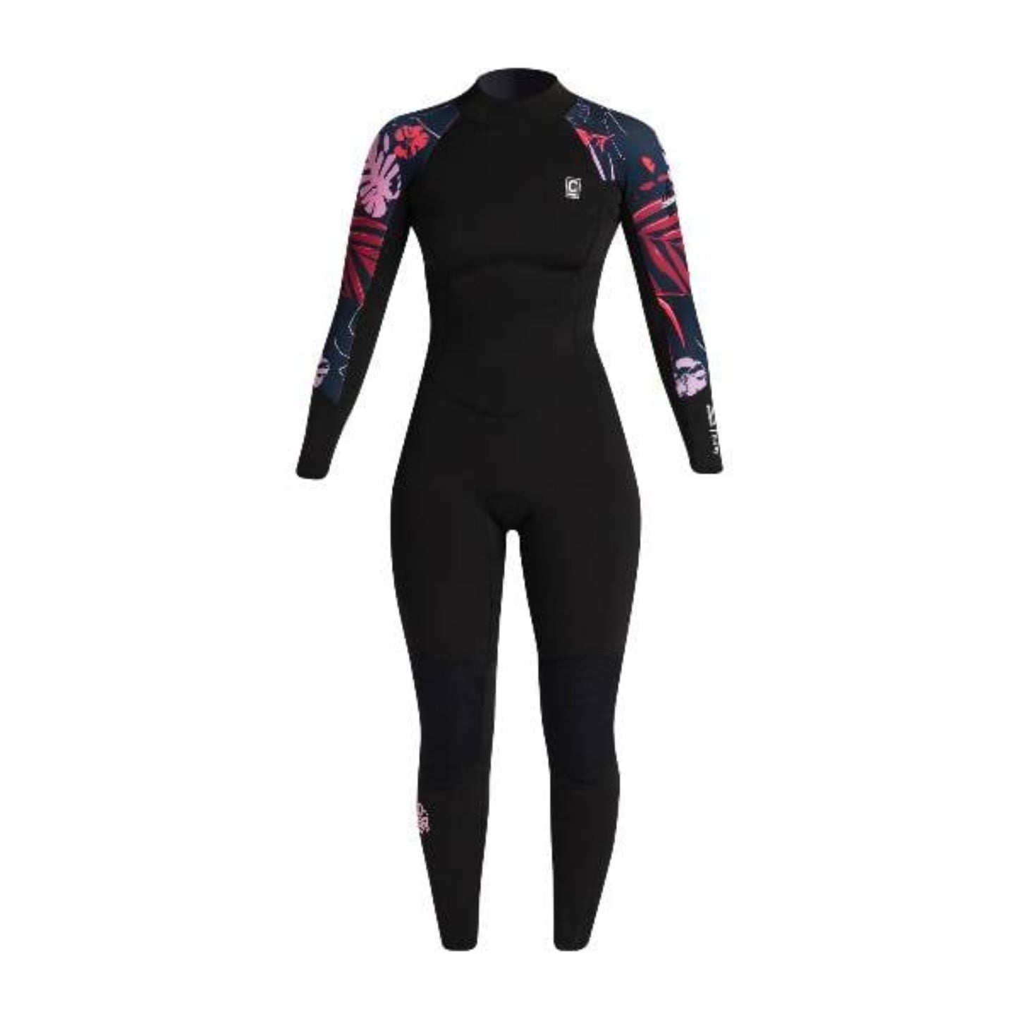 C-Skins NuWave Solace Lite 3/2mm Womens Flatlock Back Zip Wetsuit in Black/Tropical