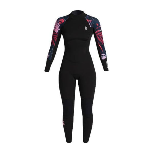 C-Skins NuWave Solace Lite 3/2mm Womens Flatlock Back Zip Wetsuit in Black/Tropical
