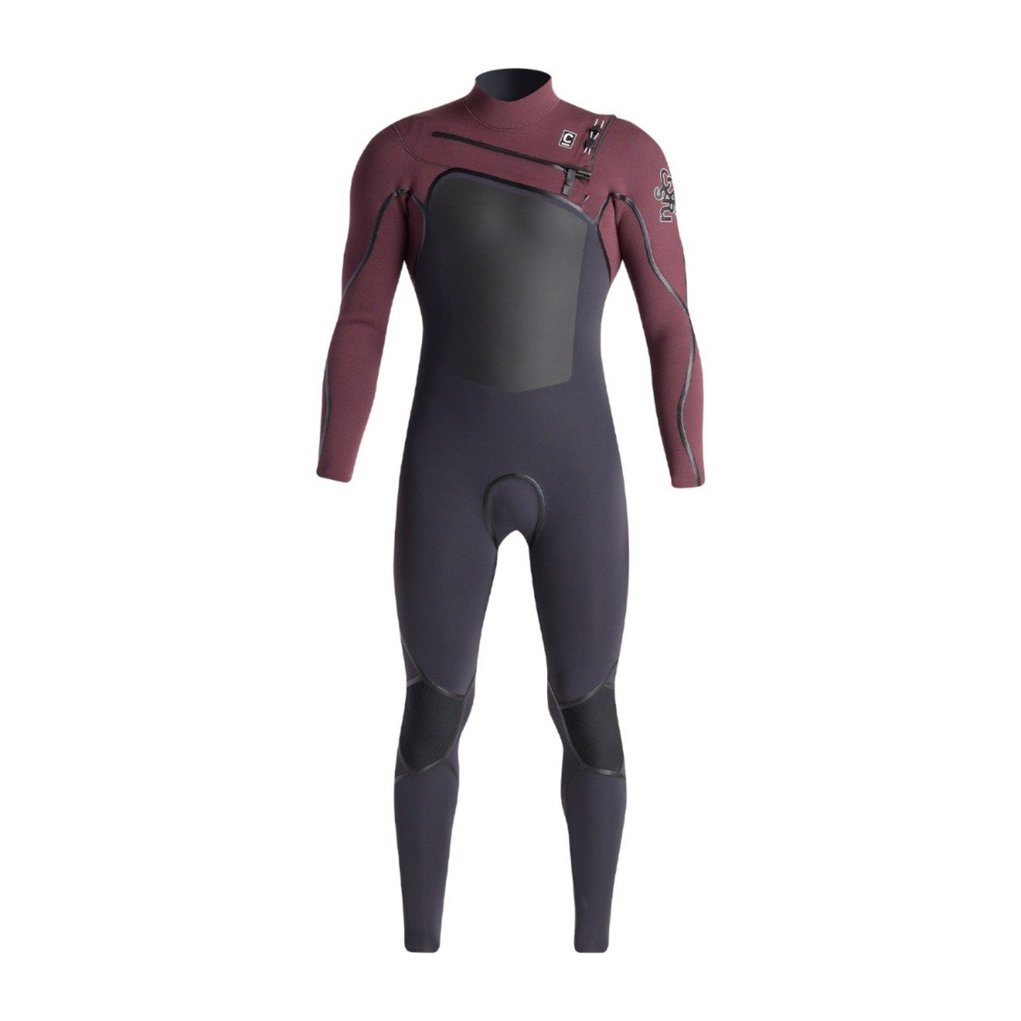 C-Skins NuWave Wired 4/3mm Mens Liquid Skin Chest Zip Wetsuit - Anthracite/Rust X/White