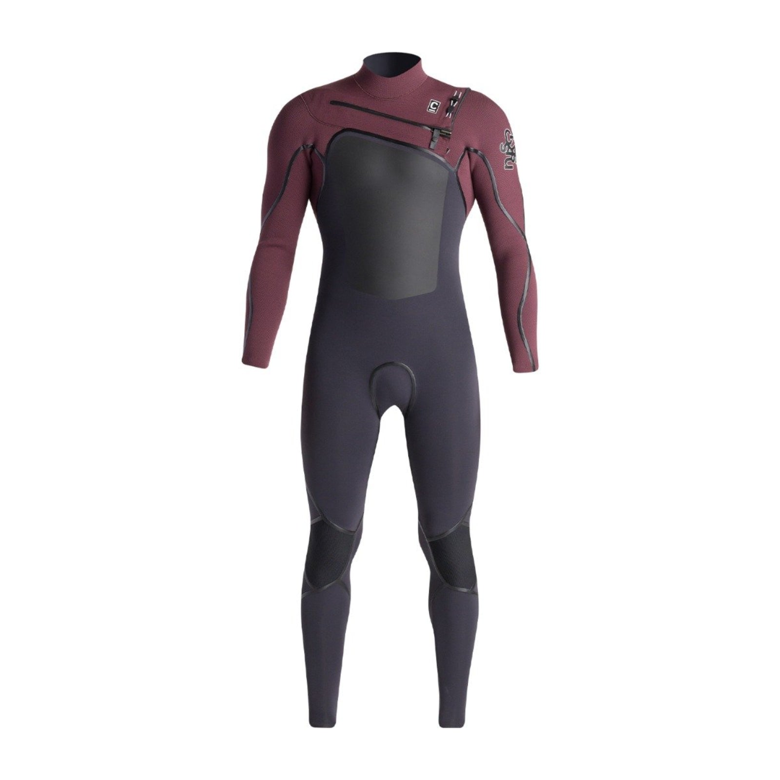 C-Skins NuWave Wired 4/3mm Mens Liquid Skin Chest Zip Wetsuit - Anthracite/Rust X/White