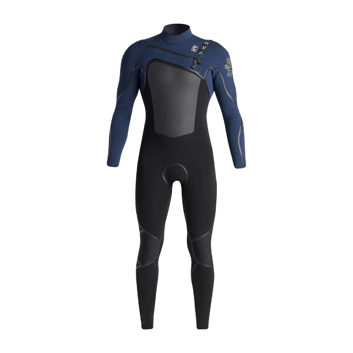 C-Skins NuWave Wired 5/4mm Mens Liquid Skin Chest Zip Wetsuit - Black/Bluestone X/Cool Green