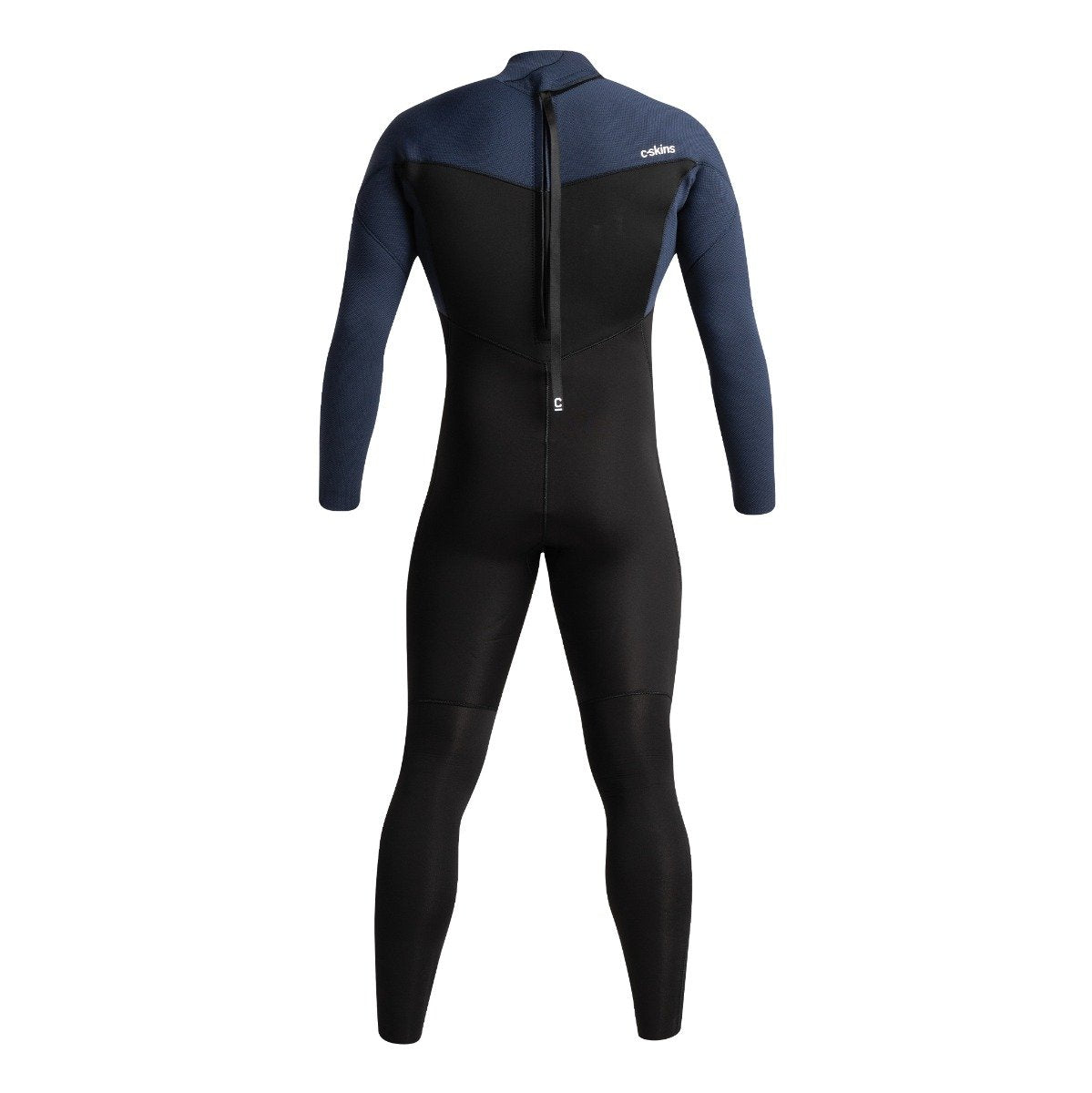 C Skins Session 4/3mm Mens Back Zip Wetsuit - Black/Slate/Cyan - Back