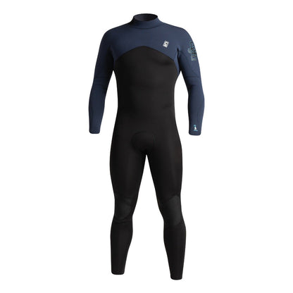 C Skins Session 4/3mm Mens Back Zip Wetsuit - Black/Slate/Cyan - Front