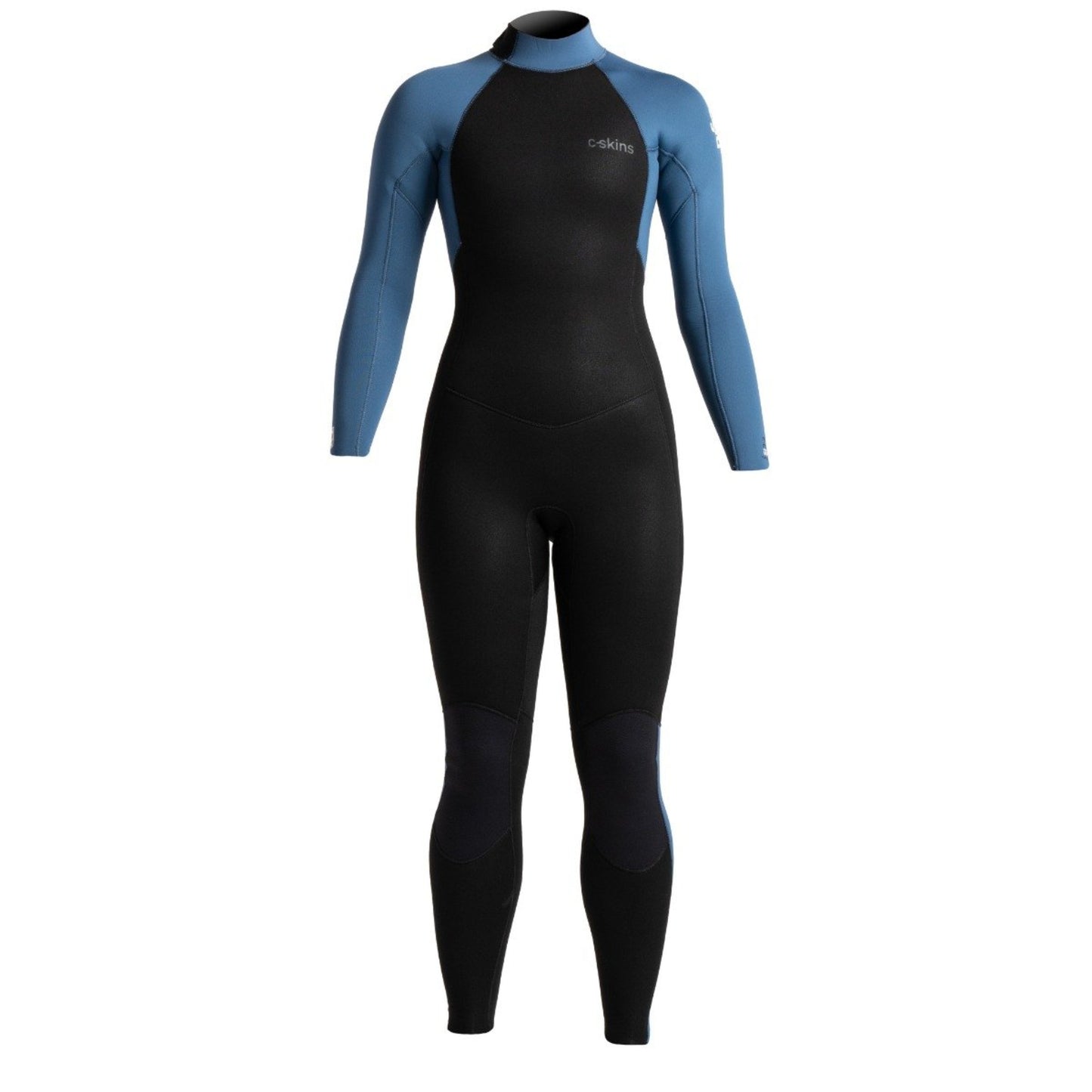 C Skins Surflite 3/2mm Back Zip Womens Wetsuit -  Black/ Cascade Blue - Front