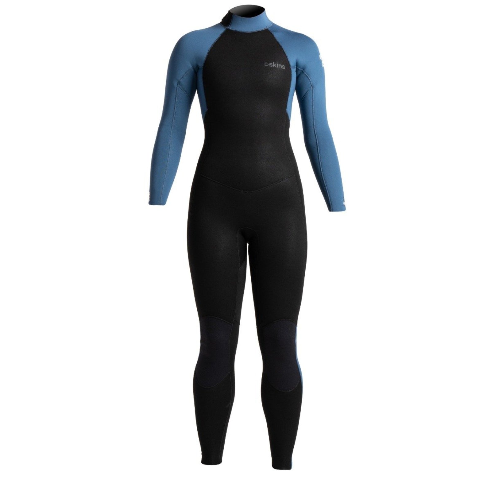 C Skins Surflite 3/2mm Back Zip Womens Wetsuit -  Black/ Cascade Blue - Front