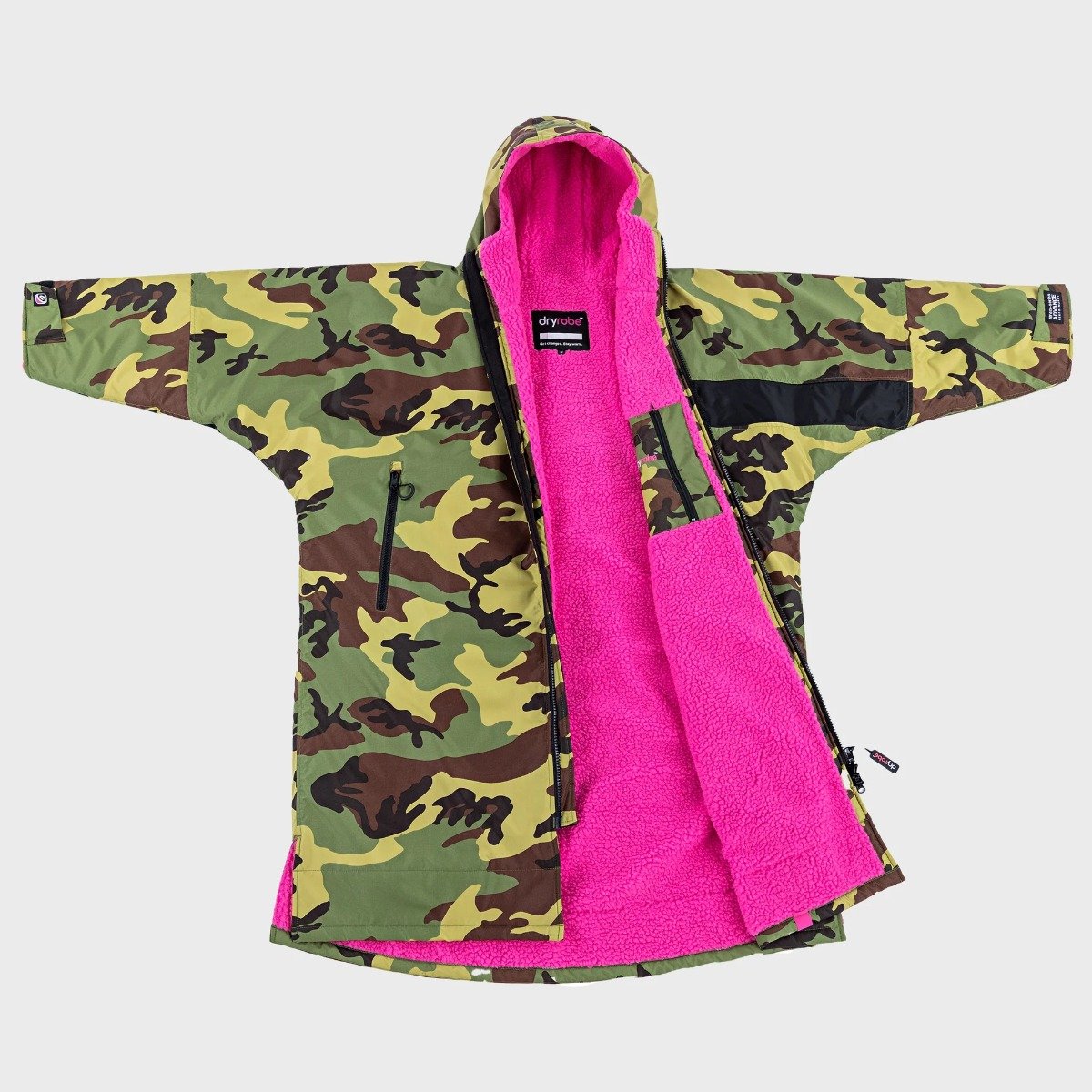 Dryrobe Advance Long Sleeve Remix Kids Changing Robe in Camo/Pink/Black