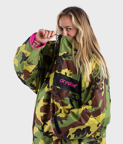 Dryrobe Advance Long Sleeve Remix Adult Changing Robe - Camo/Pink/Black