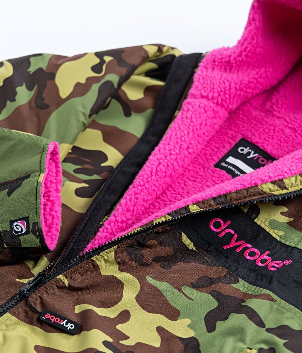 Dryrobe Advance Long Sleeve Remix Adult Changing Robe - Camo/Pink/Black