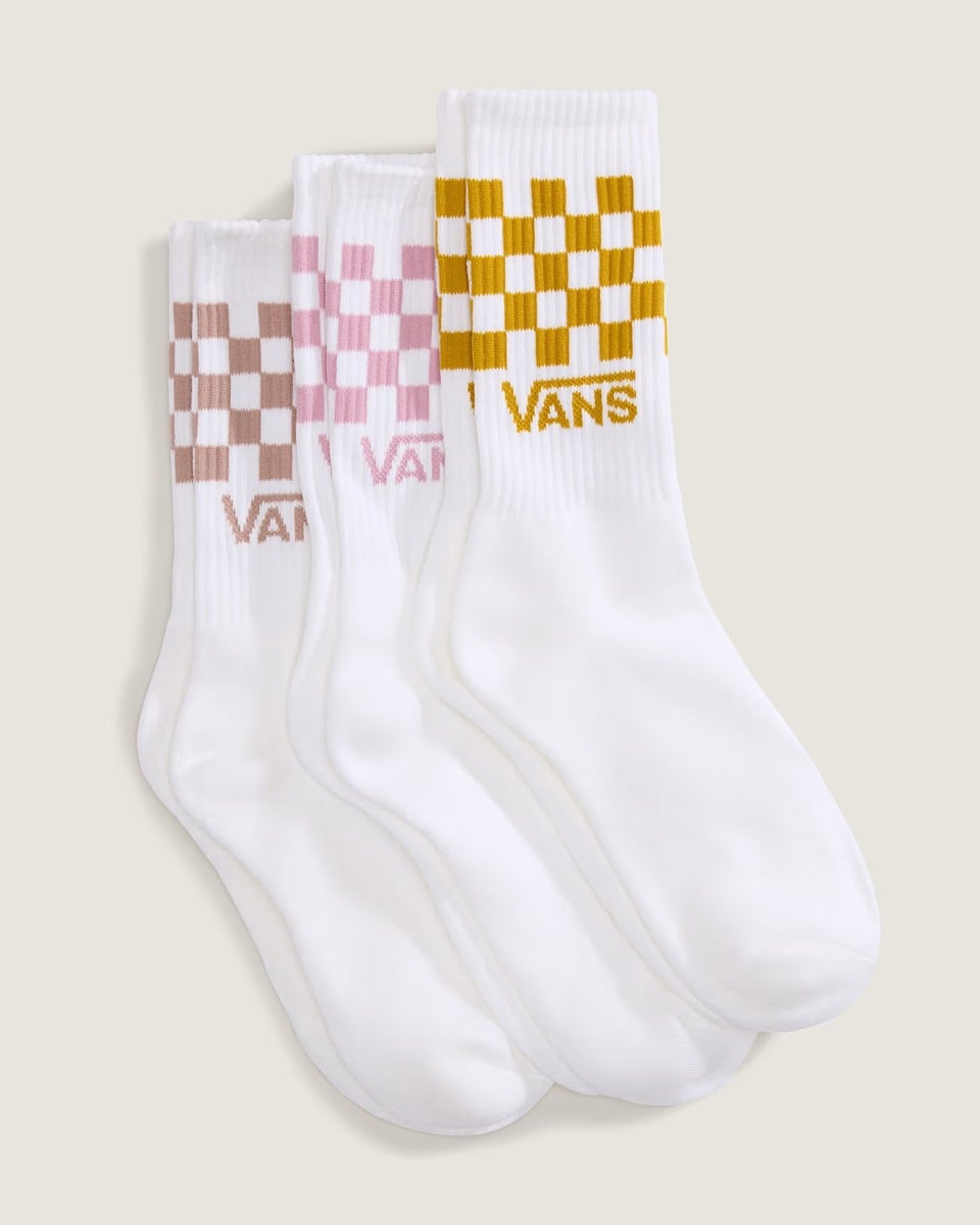 Vans Classic Check Crew Socks (3 Pairs) in Pink