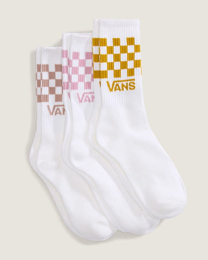 Vans Classic Check Crew Socks (3 Pairs) in Pink