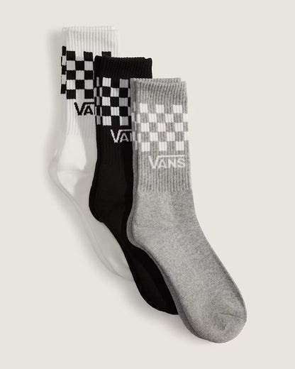 Vans Classic Check Crew Socks (3 pairs) in Black / Grey / White