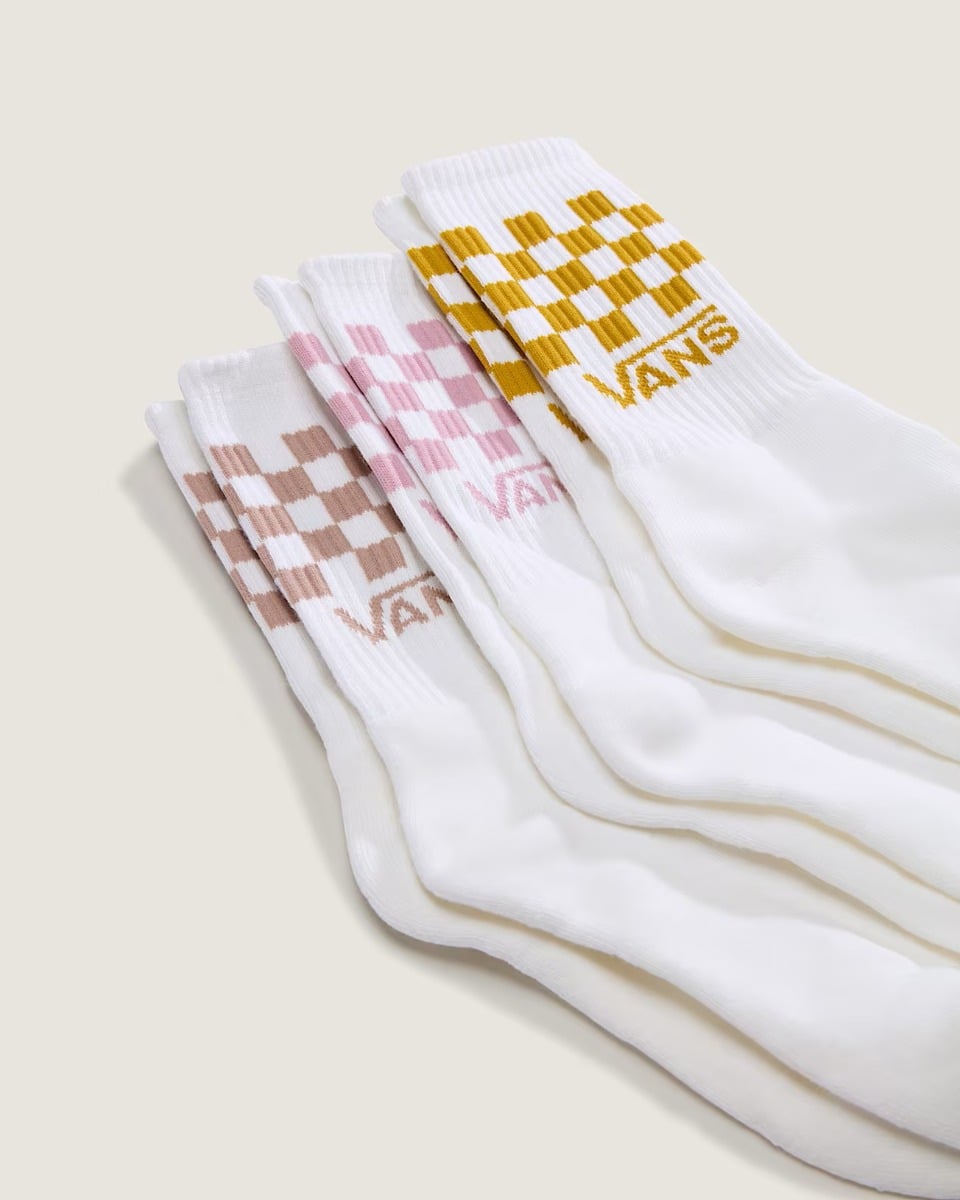 Vans Classic Check Crew Socks (3 Pairs) - Pink