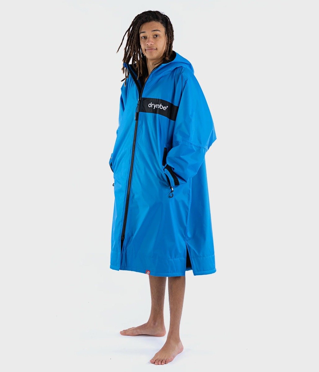 Dryrobe Advance Long Sleeve Remix Adult Changing Robe in Cobalt Blue Black