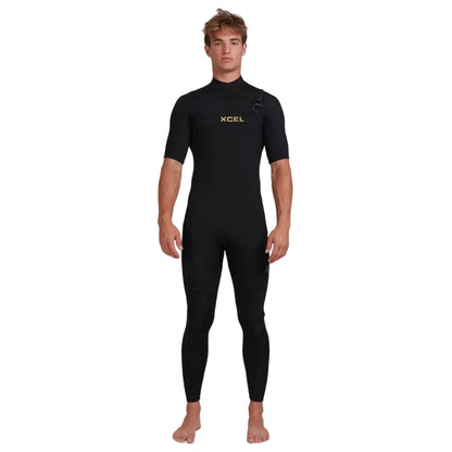 Xcel Comp 2mm Mens Chest Zip Short Sleeve Wetsuit - Black